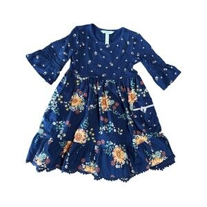 Matilda Jane Just Imagine Callista Multi-Floral Print Dress Girl's Size 4 EUC
